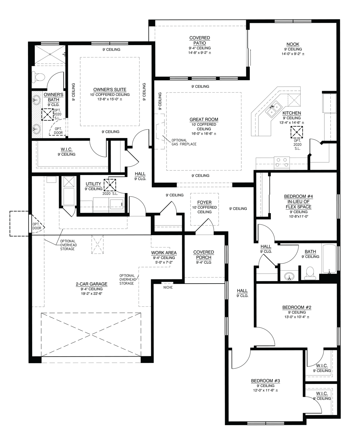 The Anne Floor Plan with optional 4th bedroom in lieu of flex space